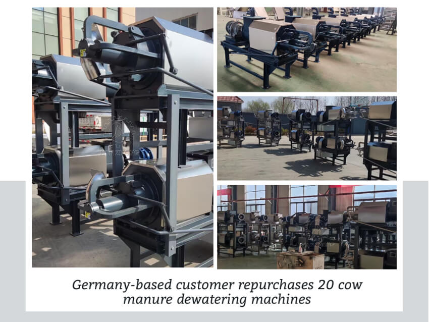 Germany-based customer repurchases 20 cow manure dewatering machines